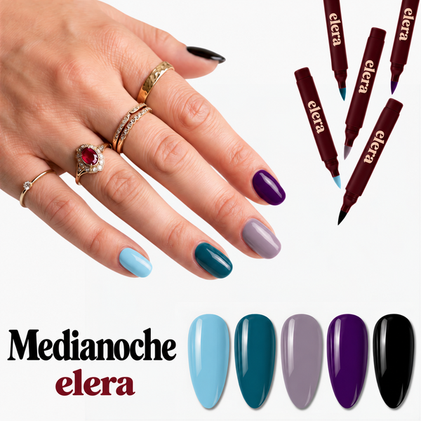 Pack Medianoche · 5 rotuladores de uñas